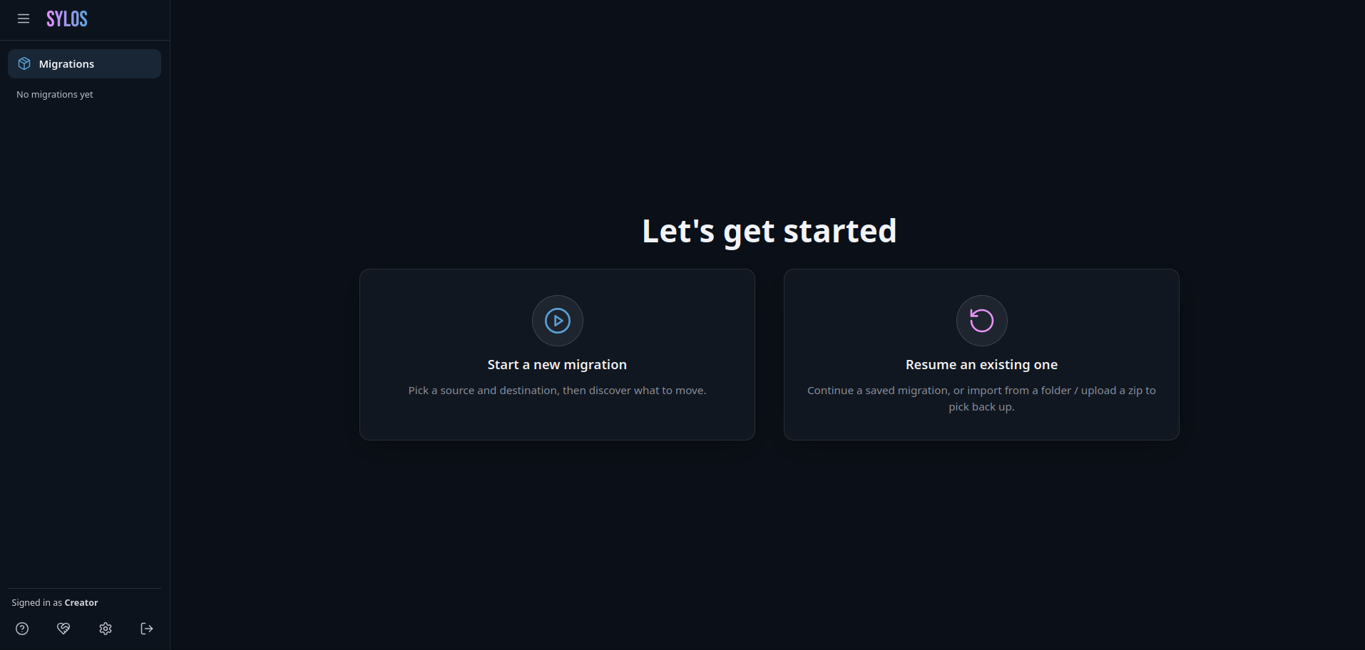 Selecting a migration