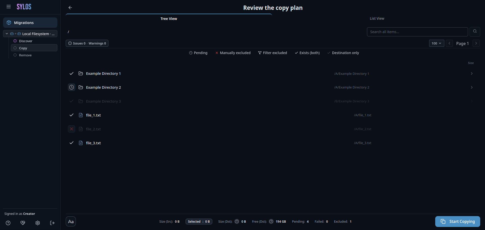 Traversal review tree view