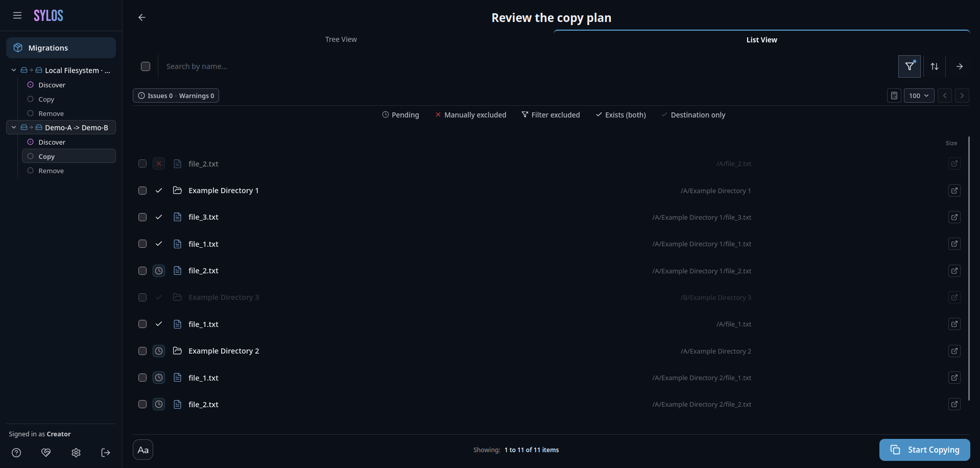 Traversal review list view